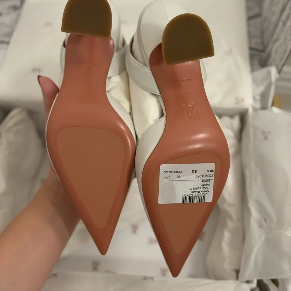 Amina Muaddi White Slingback (Holli 70) - Picture 6 of 6